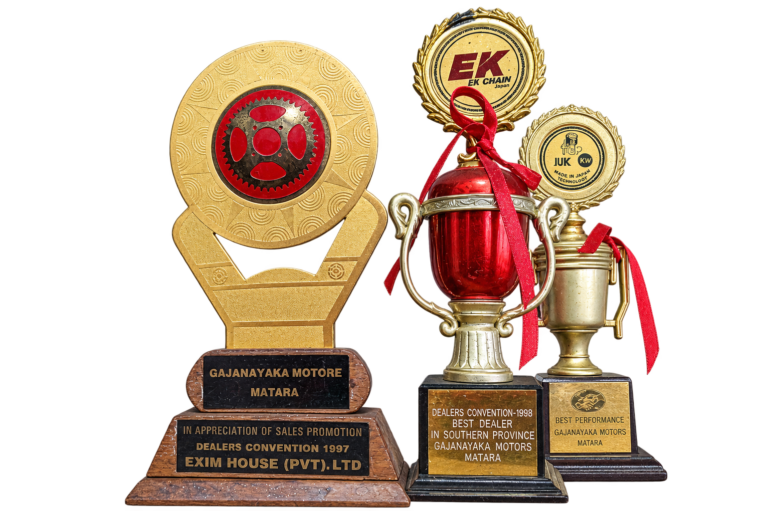 Gajanayaka Motors dealer trophies from 1997 and 1998