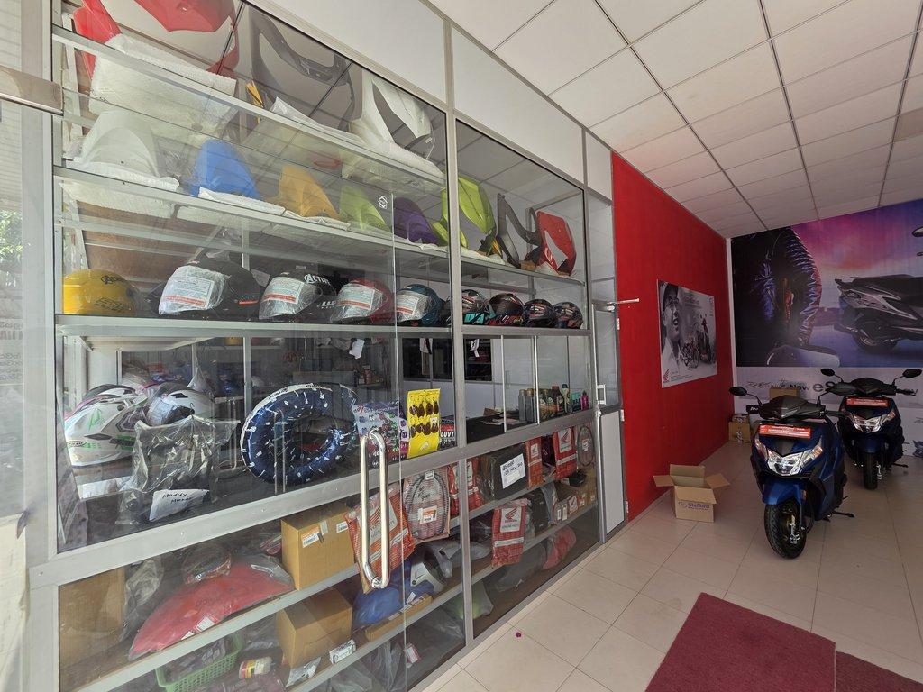 Motorcycles inside the Gajanayaka showroom